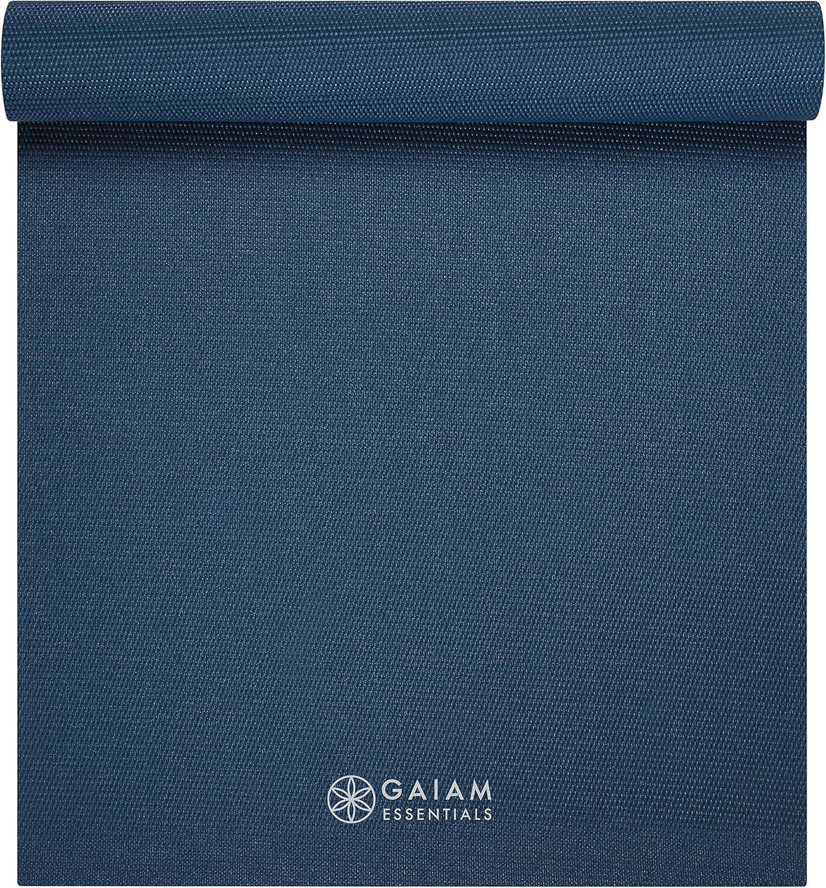 Essentials 1/4" Thin (6mm) Yoga & Pilates, Fitness & Exercise Mat with Easy-Cinch Carrier Strap Cusion Support For Fitness and Gym Workouts