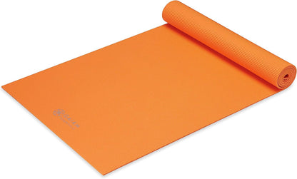 Essentials 1/4" Thin (6mm) Yoga & Pilates, Fitness & Exercise Mat with Easy-Cinch Carrier Strap Cusion Support For Fitness and Gym Workouts