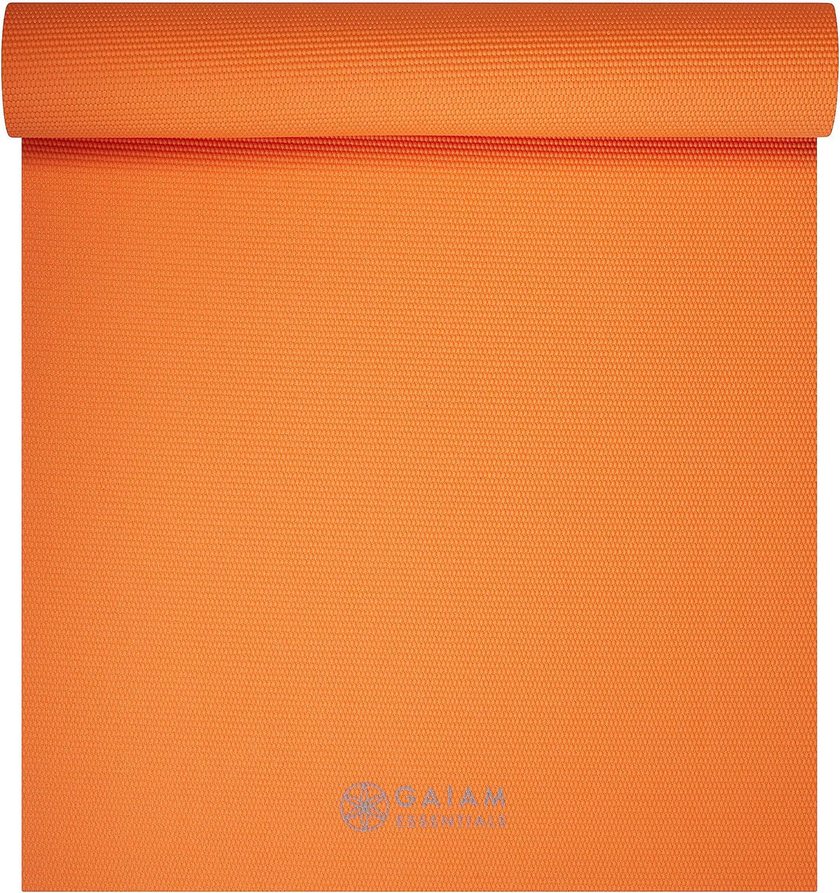 Essentials 1/4" Thin (6mm) Yoga & Pilates, Fitness & Exercise Mat with Easy-Cinch Carrier Strap Cusion Support For Fitness and Gym Workouts