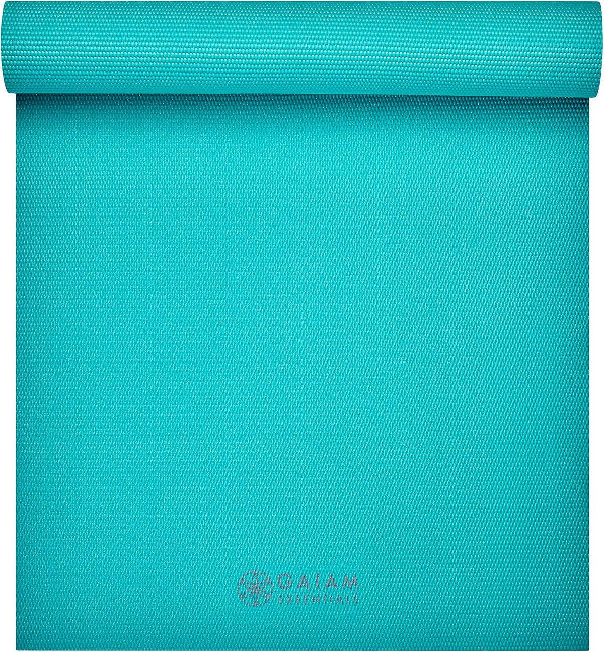 Essentials 1/4" Thin (6mm) Yoga & Pilates, Fitness & Exercise Mat with Easy-Cinch Carrier Strap Cusion Support For Fitness and Gym Workouts
