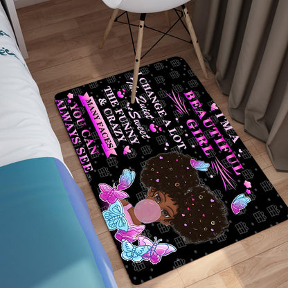 Black Girl Area Rug for Bedroom African Black Girls Floor Rugs for Living Room Playroom Cartoon Art Home Decor Soft Yoga Mats for Women Afro Purple 47" x 31" (2.7 x 3 Feet)