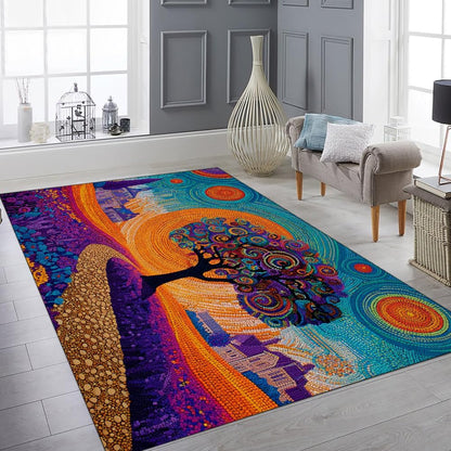 Tree of Life Area Rug – Bohemian Mandala Carpet for Living Room, Bedroom, Meditation Space, Yoga, Spiritual Home Décor – Large Soft Floor Mat for Indoor Decoration (TOL08)