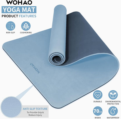 Extra Thick 8mm Yoga Mat, 72"x28" Non Slip Exercise Mat, Reversible 2-Sided Dual Color Premium POE Material, with Carrying Strap for Yoga, Pilates, Home Gym