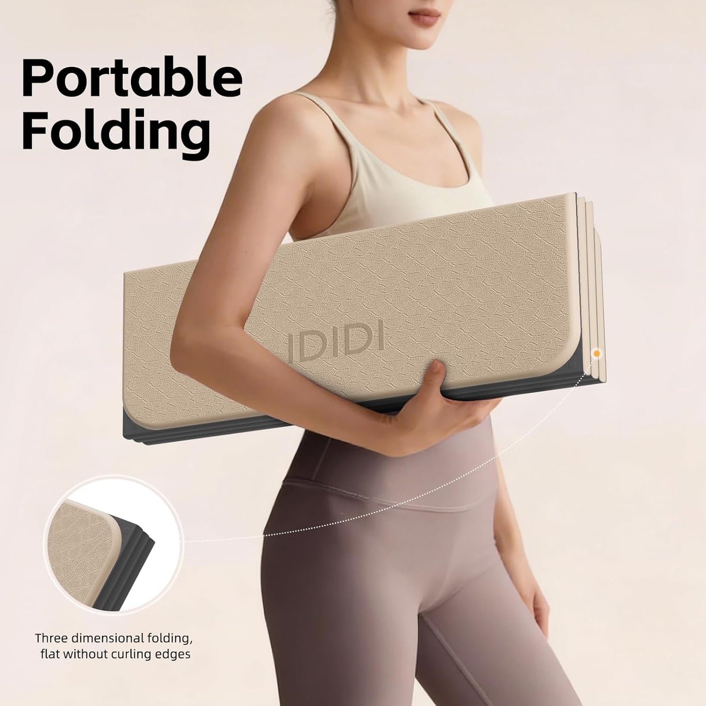 Extra Thick 10mm Foldable Yoga Mat, SGS Certified POE Non-Slip Mat, Multi-Purpose Exercise & Fitness Mats for Studio or Home