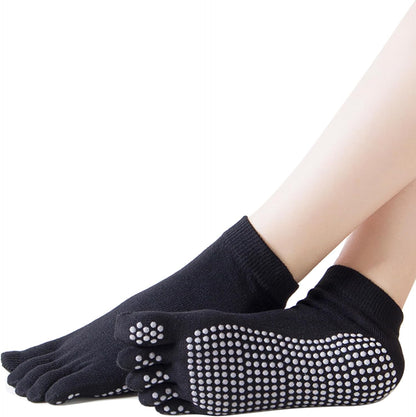 1/2 Pairs Grippy Socks Woman Pilates Grip Socks Non Slip Full Toe Barre Ballet Non Skid Yoga Socks One Size 5.5-9