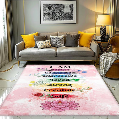 Chakra Area Rug, Meditation & Yoga Carpet for Living Room, Bedroom Mandalas Boho Style Non-Slip Machine Washable Rugs for Women Adults Yoga Lovers Bohemian Floor Mat Office Decor (YOGA-DS01)