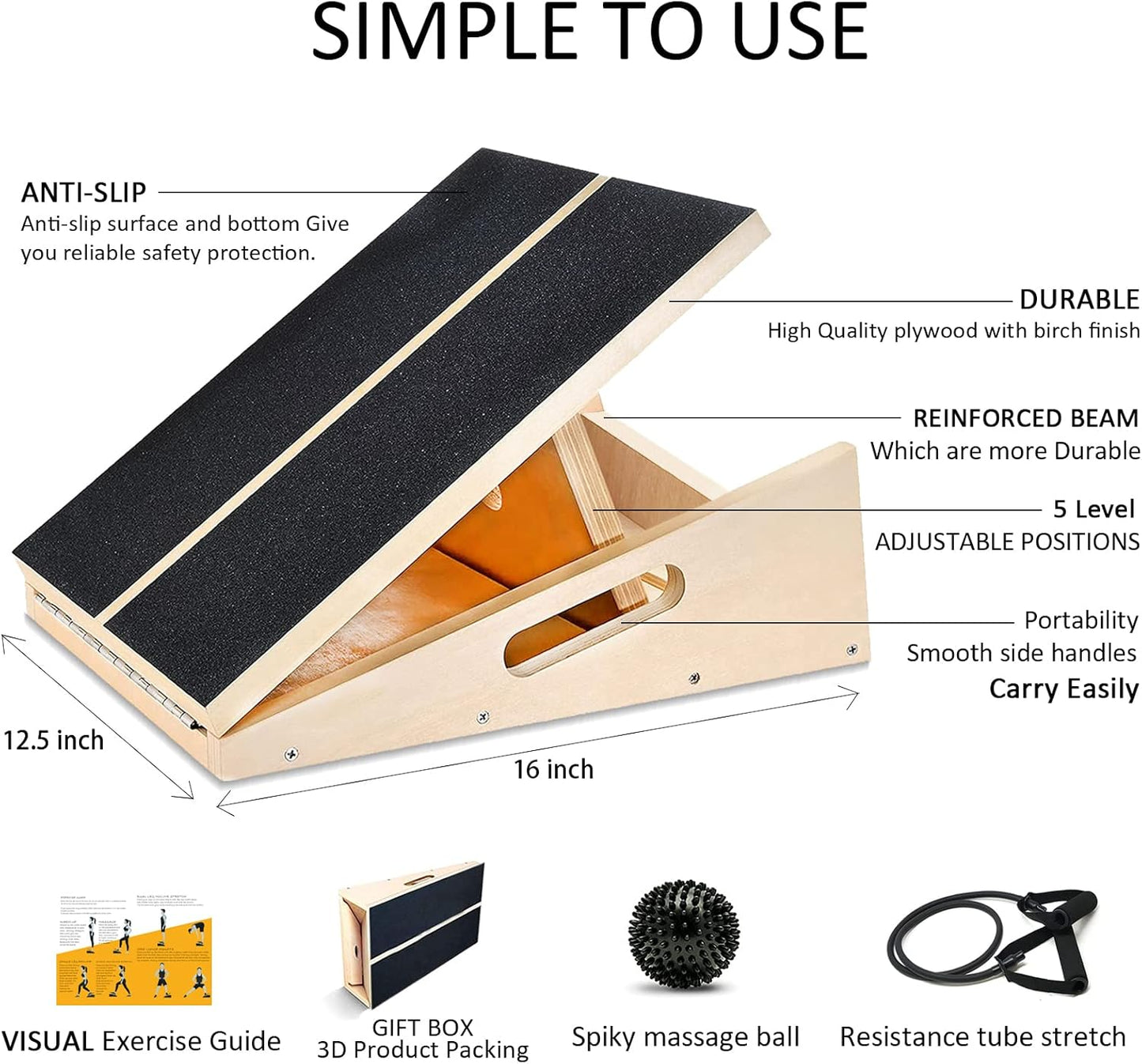 MUCITAGF Professional Slant Board, Adjustable Incline Board and Calf Stretcher, Slant Board for Calf Stretching, Calf Stretch Board