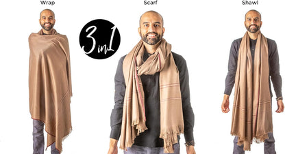 Versatile Premium Wool Blend Meditation Shawl - Large Unisex Prayer Wrap, Oversized Scarf & Yoga Blanket