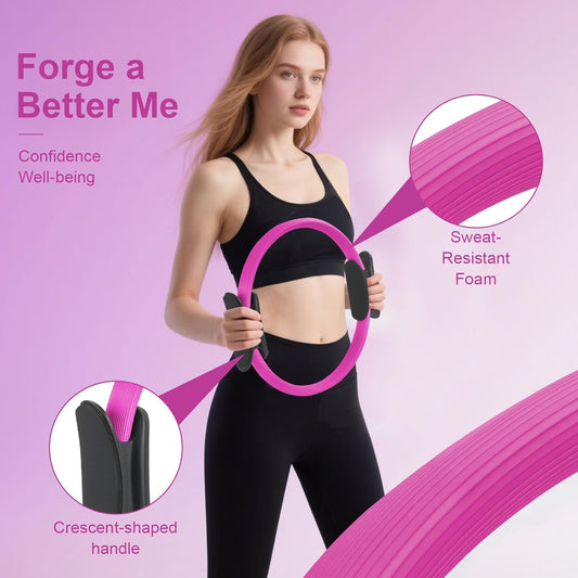 Pilates Kit, Home Pilates Equipment Set with Pilates Ring, Pilates Ball and 5 Resistance Bands, Core Strength Training Workout Kit for Flexibility & Muscle Toning