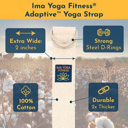Extra-Wide 2 Inch Cotton Yoga Strap: Stretching, Physical Therapy, Exercise