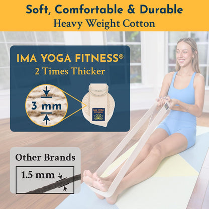 Extra-Wide 2 Inch Cotton Yoga Strap: Stretching, Physical Therapy, Exercise