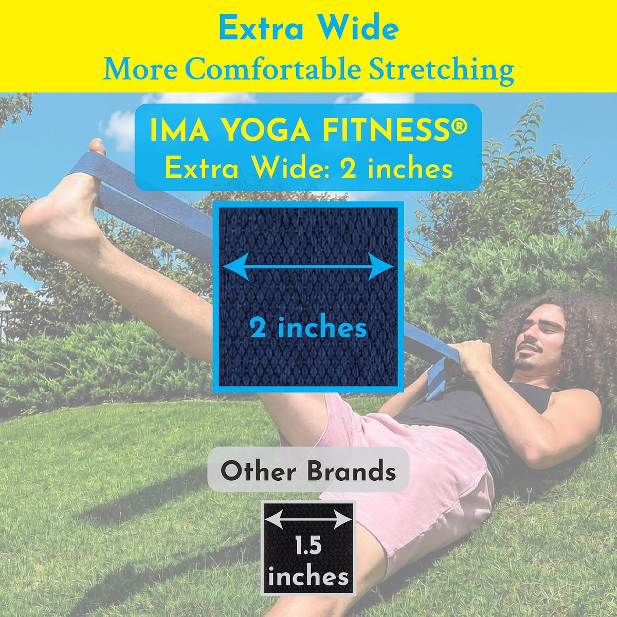 Extra-Wide 2 Inch Cotton Yoga Strap: Stretching, Physical Therapy, Exercise