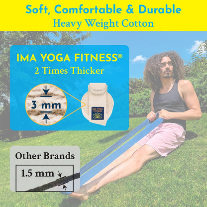 Extra-Wide 2 Inch Cotton Yoga Strap: Stretching, Physical Therapy, Exercise