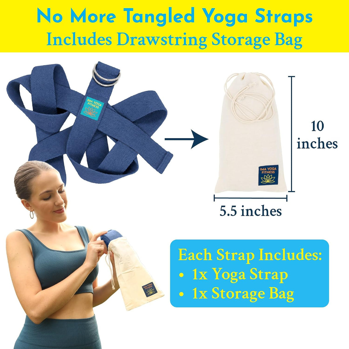 Extra-Wide 2 Inch Cotton Yoga Strap: Stretching, Physical Therapy, Exercise