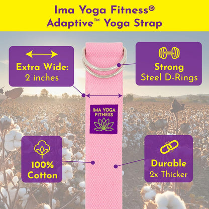 Extra-Wide 2 Inch Cotton Yoga Strap: Stretching, Physical Therapy, Exercise