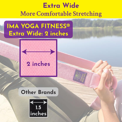 Extra-Wide 2 Inch Cotton Yoga Strap: Stretching, Physical Therapy, Exercise