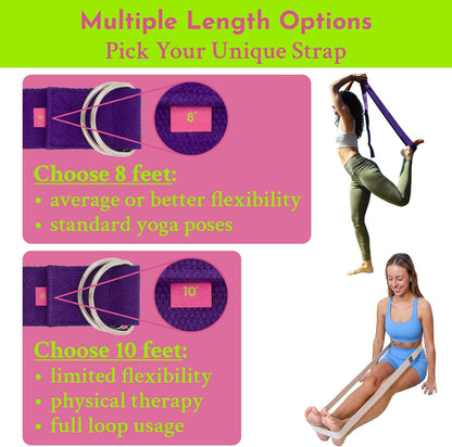 Extra-Wide 2 Inch Cotton Yoga Strap: Stretching, Physical Therapy, Exercise