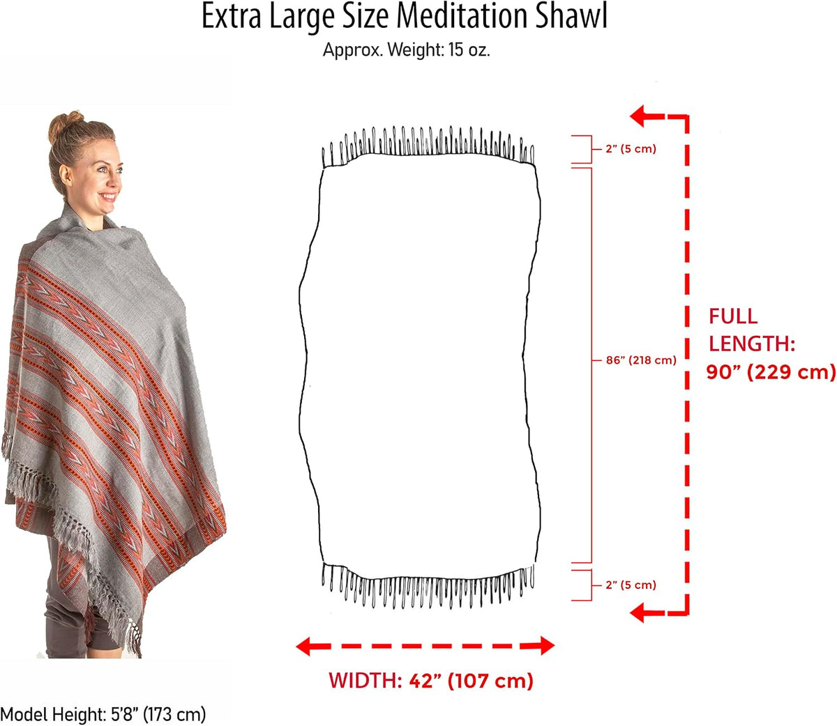 Meditation Shawl – Unisex Prayer Wrap, Large Scarf & Yoga Blanket – Soft, Lightweight & Multipurpose