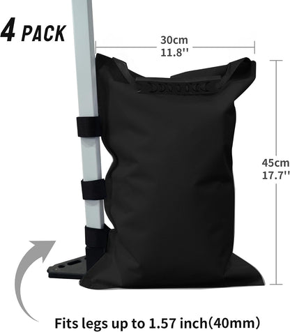 Sand Bags for Canopy Legs, 120 LBS, Black (Unfilled)