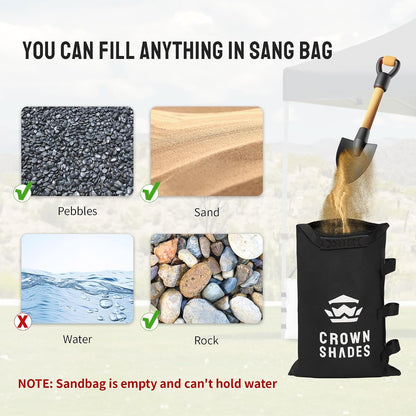 Sand Bags for Canopy Legs, 120 LBS, Black (Unfilled)