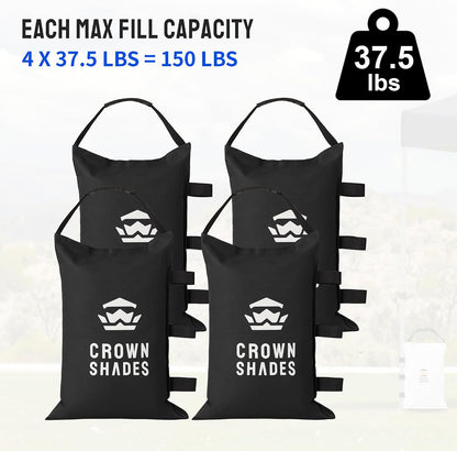 Sand Bags for Canopy Legs, 120 LBS, Black (Unfilled)