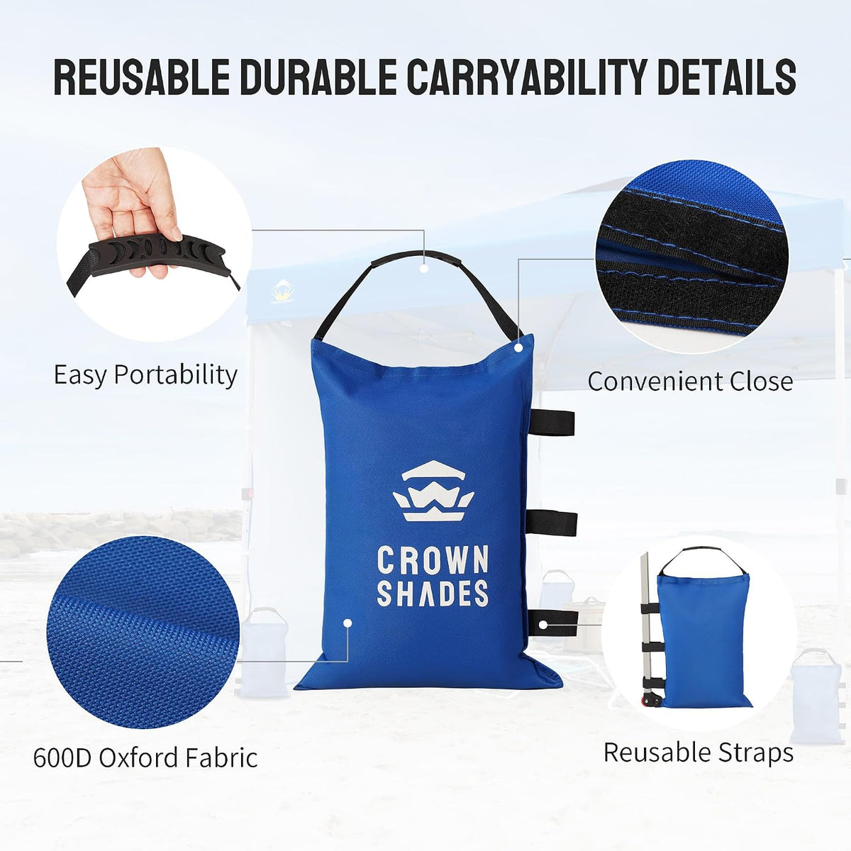 Sand Bags for Canopy Legs, 120 LBS, Black (Unfilled)