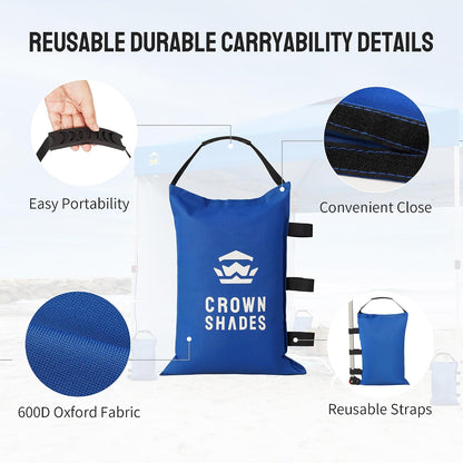 Sand Bags for Canopy Legs, 120 LBS, Black (Unfilled)