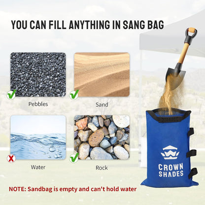 Sand Bags for Canopy Legs, 120 LBS, Black (Unfilled)