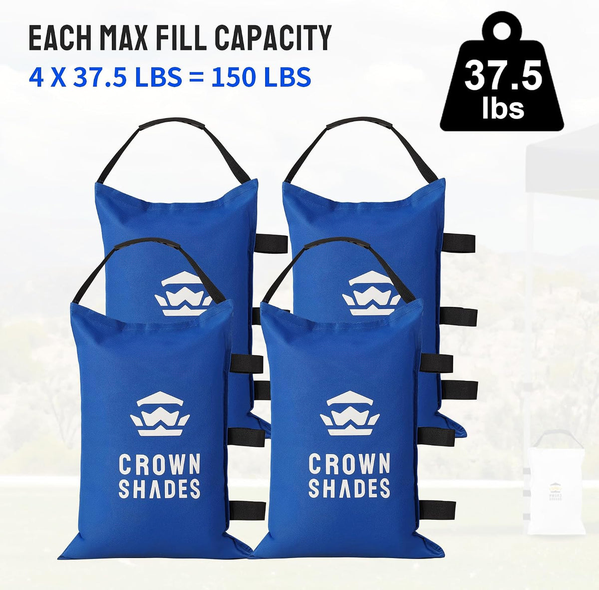Sand Bags for Canopy Legs, 120 LBS, Black (Unfilled)