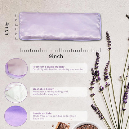 Flexseed Eye Pillow, Hot or Cold Weighted Satin Eye Mask, Microwaveable Moist Heat Eye Compress, Unscented Washable, Perfect for Sleeping, Yoga, Migraine Relief, Pack of 2