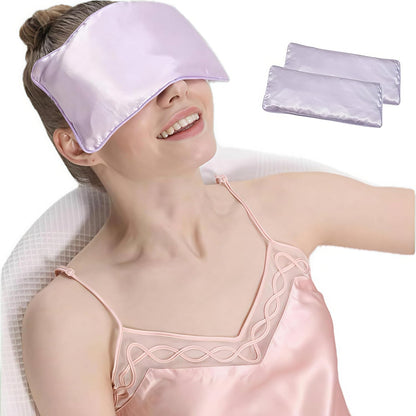 Flexseed Eye Pillow, Hot or Cold Weighted Satin Eye Mask, Microwaveable Moist Heat Eye Compress, Unscented Washable, Perfect for Sleeping, Yoga, Migraine Relief, Pack of 2