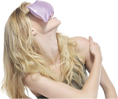 Flexseed Eye Pillow, Hot or Cold Weighted Satin Eye Mask, Microwaveable Moist Heat Eye Compress, Unscented Washable, Perfect for Sleeping, Yoga, Migraine Relief, Pack of 2