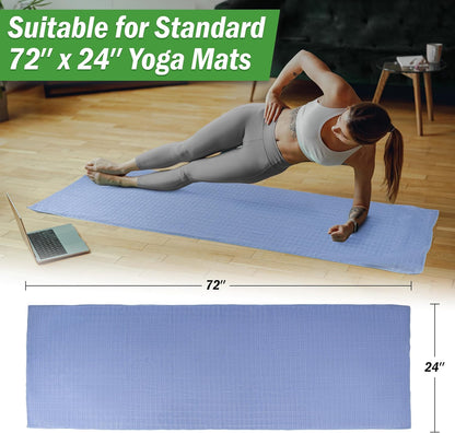 Yoga Mat Towel and Gym Towel Set - 2-Piece Non Slip Set for Hot Yoga, Pilates, and Gym - 72” x 24” Sweat Absorbent and Quick Drying Blanket with Corner Pockets for Mats (Gray)