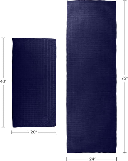 Yoga Mat Towel and Gym Towel Set - 2-Piece Non Slip Set for Hot Yoga, Pilates, and Gym - 72” x 24” Sweat Absorbent and Quick Drying Blanket with Corner Pockets for Mats (Gray)