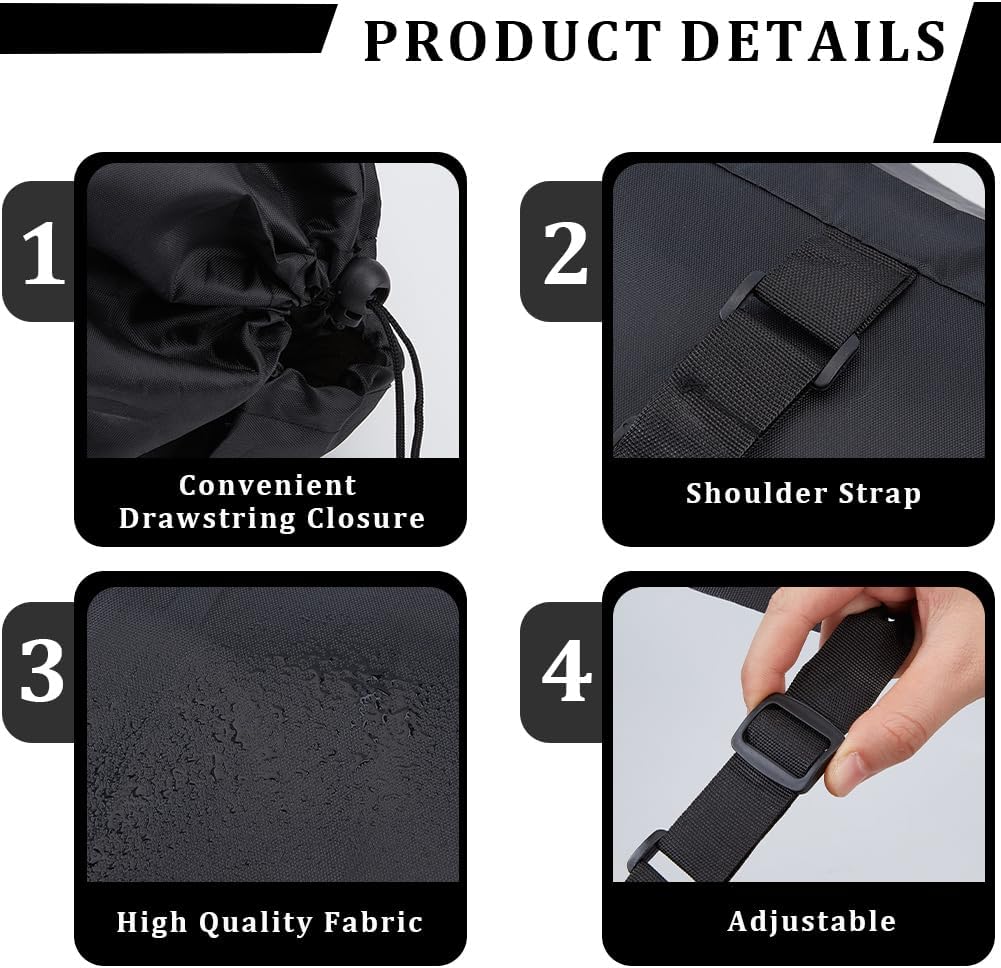 Black Protective Carrying Chair Bag 57.1x13.7 inch Big Polyester Camp Chair Replacement Bag with Drawstring Shoulder Strap for Foldable Hammock Yoga Mat Umbrella Tent Rectangle