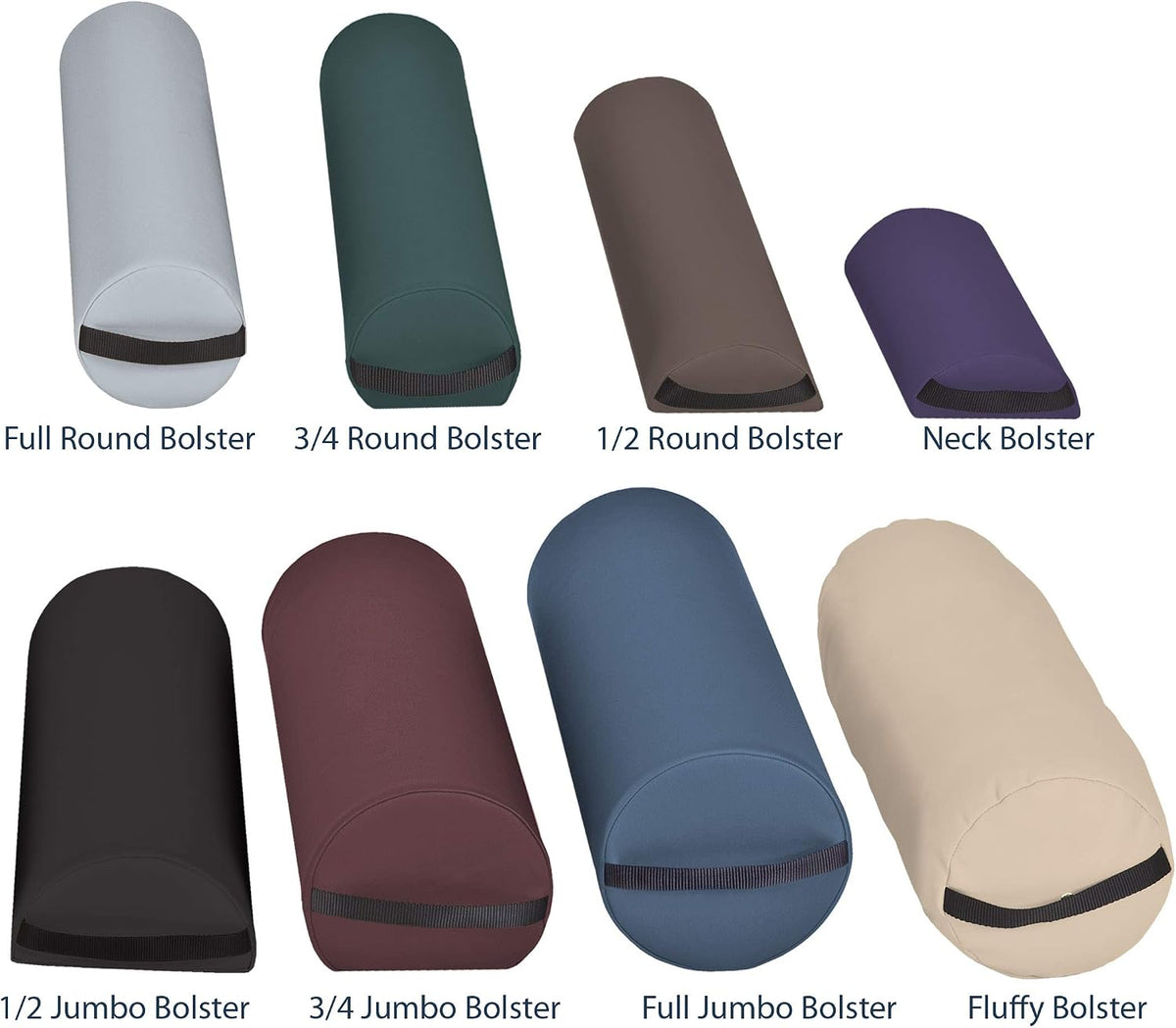 Bolster Pillow Fluffy – Durable Massage Bolster, 100% PU Upholstery incl. Strap Handle/Professional Quality for Massage Tables/Back Pain Relief