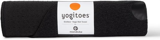 Yogitoes Manduka Yoga Towel for Mat Nonslip and Quick Dry for Hot Yoga with Rubber Bottom Grip Dots 72 Inch Long Onyx Thin and Lightweight (262023001)