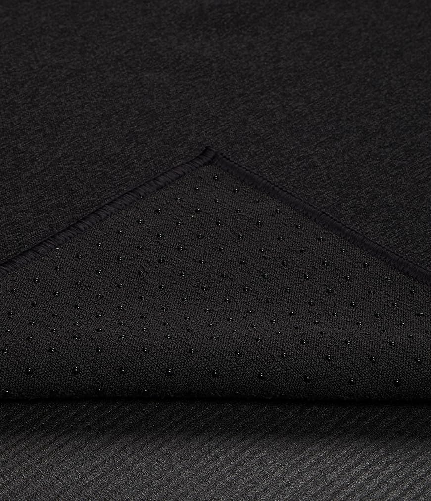 Yogitoes Manduka Yoga Towel for Mat Nonslip and Quick Dry for Hot Yoga with Rubber Bottom Grip Dots 72 Inch Long Onyx Thin and Lightweight (262023001)
