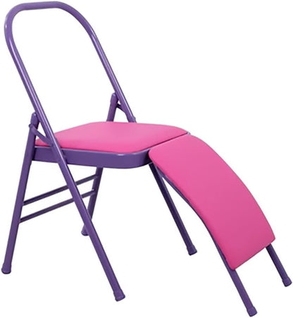 Yoga Auxiliary Chair with Lumbar Back Support,Folding Yoga Chair,Metal Frame,Iyengar Yoga Chair,Pilates Yoga Chair,Yoga Inversion Chair Gray, Black, Purple