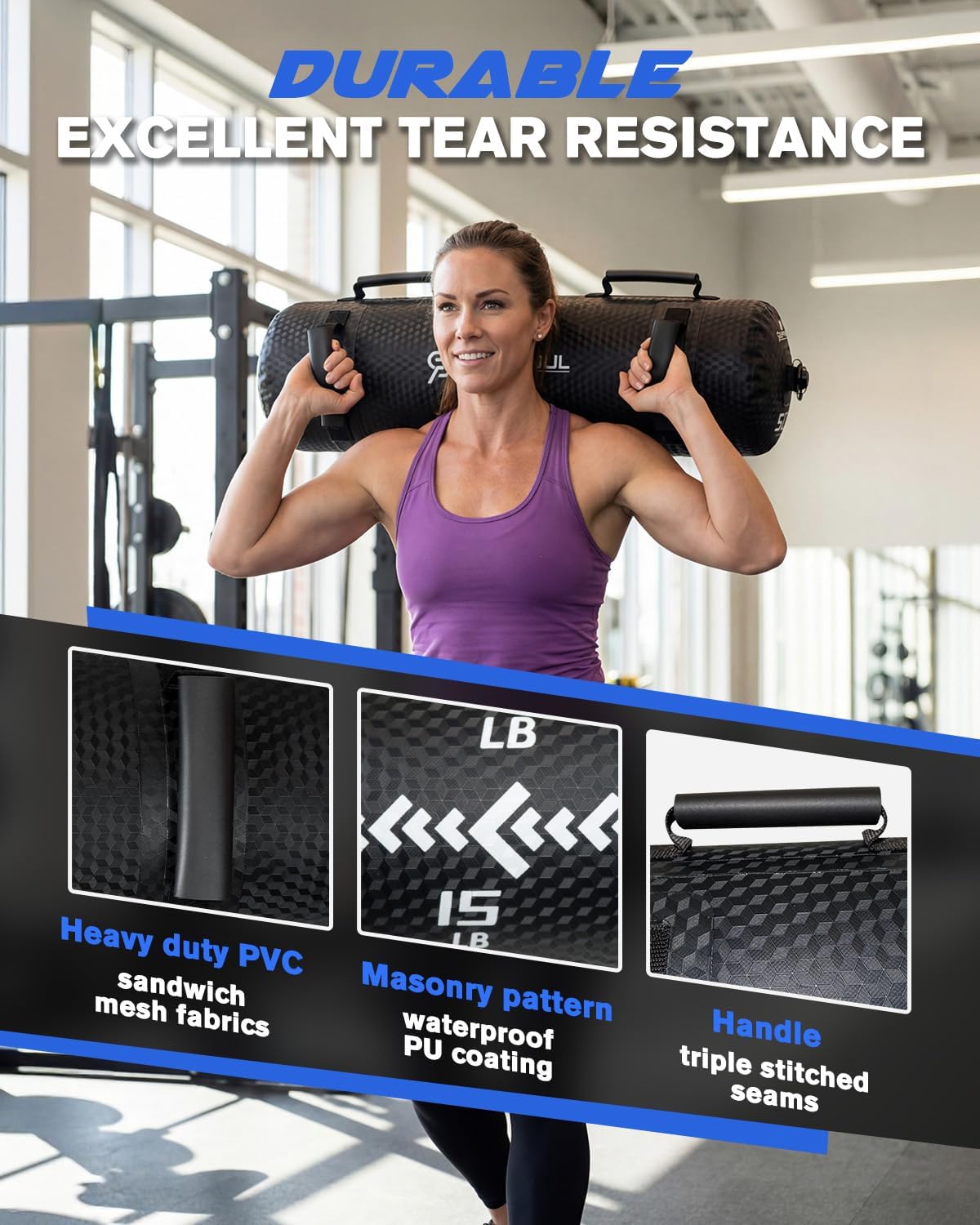 Aqua Bags for Workout 5-45lbs - Ultimate Core Water Weights Aqua Bag - Portable Stability Fitness -Stability, Core and Balance Training - Portable Fitness Equipment - Includes Three Bags