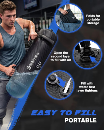 Aqua Bags for Workout 5-45lbs - Ultimate Core Water Weights Aqua Bag - Portable Stability Fitness -Stability, Core and Balance Training - Portable Fitness Equipment - Includes Three Bags
