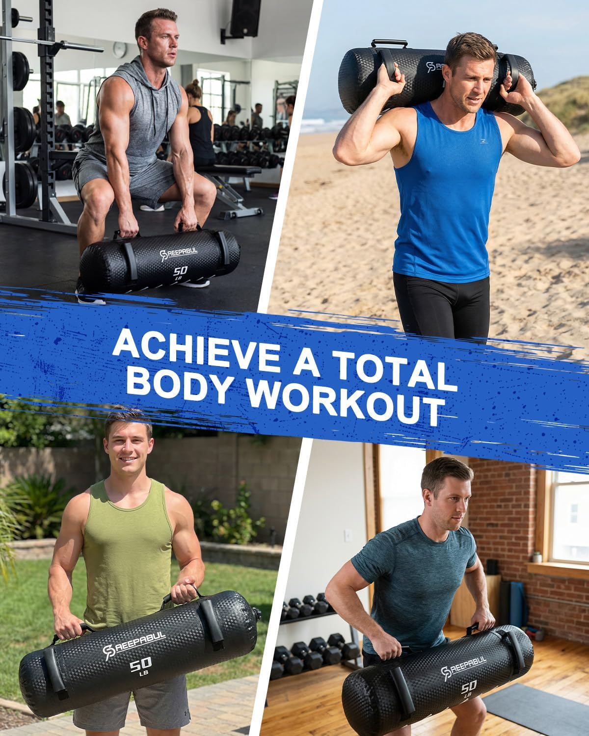 Aqua Bags for Workout 5-45lbs - Ultimate Core Water Weights Aqua Bag - Portable Stability Fitness -Stability, Core and Balance Training - Portable Fitness Equipment - Includes Three Bags