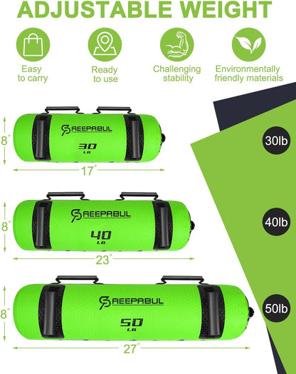 Aqua Bags for Workout 5-45lbs - Ultimate Core Water Weights Aqua Bag - Portable Stability Fitness -Stability, Core and Balance Training - Portable Fitness Equipment - Includes Three Bags