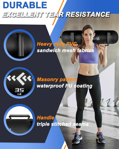 Aqua Bags for Workout 5-45lbs - Ultimate Core Water Weights Aqua Bag - Portable Stability Fitness -Stability, Core and Balance Training - Portable Fitness Equipment - Includes Three Bags