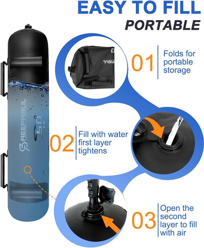 Aqua Bags for Workout 5-45lbs - Ultimate Core Water Weights Aqua Bag - Portable Stability Fitness -Stability, Core and Balance Training - Portable Fitness Equipment - Includes Three Bags
