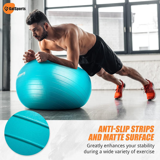Stability Ball for Core Training & Physical Therapy – Anti-Burst, Slip-Resistant Yoga Ball for Home Gym, Pilates, Balance & Posture Improvemen