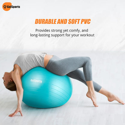 Stability Ball for Core Training & Physical Therapy – Anti-Burst, Slip-Resistant Yoga Ball for Home Gym, Pilates, Balance & Posture Improvemen