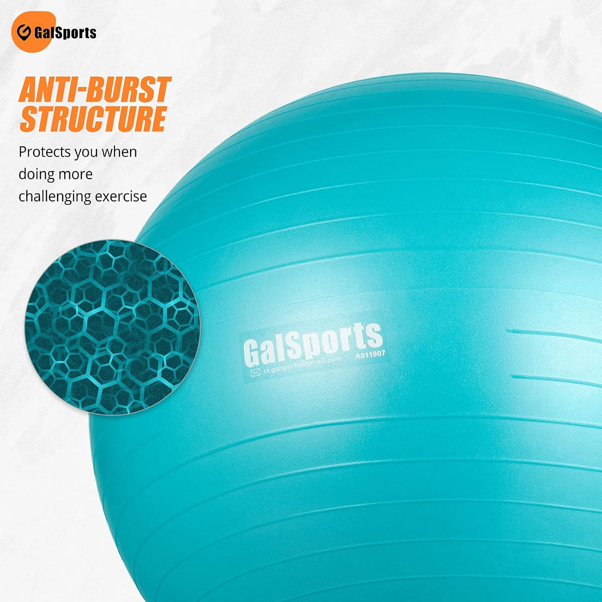 Stability Ball for Core Training & Physical Therapy – Anti-Burst, Slip-Resistant Yoga Ball for Home Gym, Pilates, Balance & Posture Improvemen