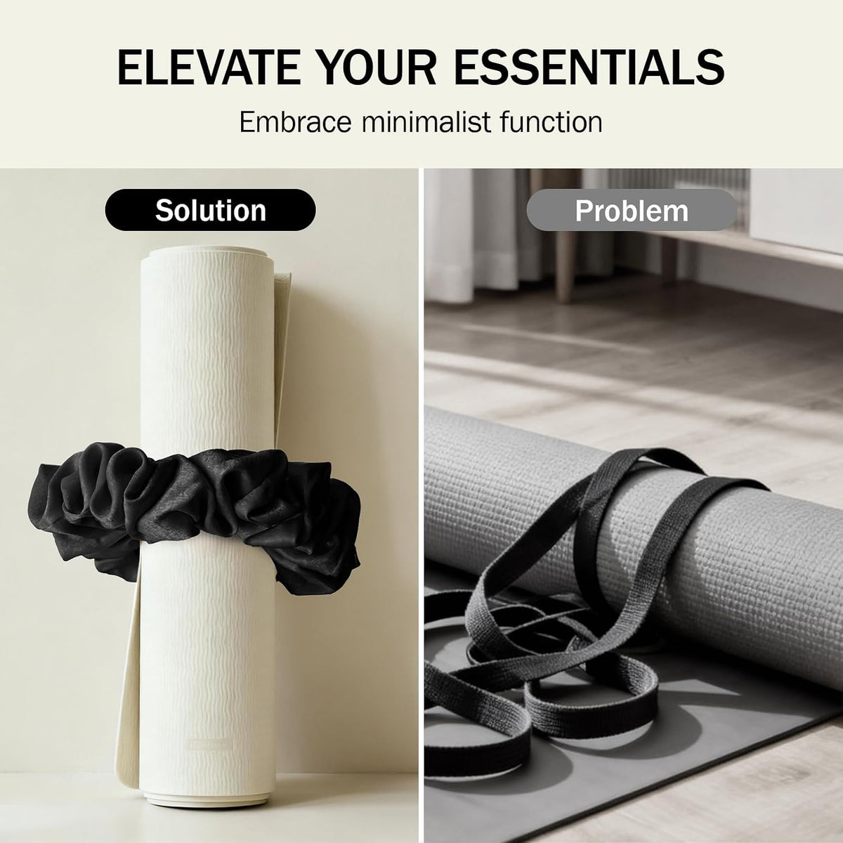 Slim Panda Yoga Mat Scrunchie Strap, Stretch Velvet Carrier