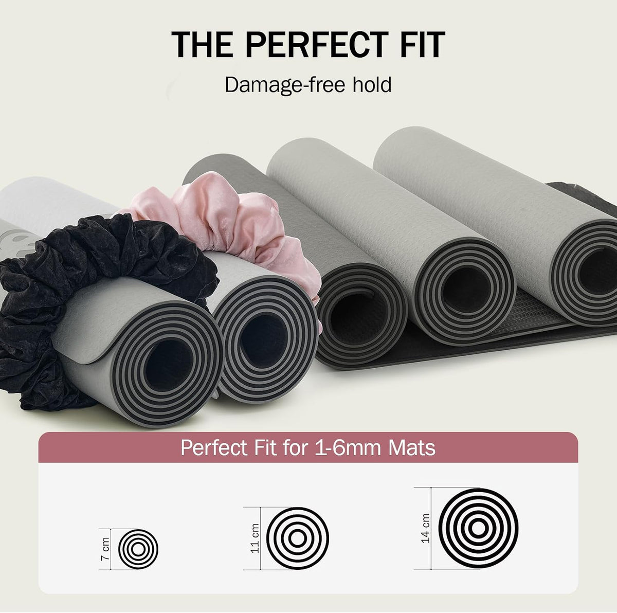 Slim Panda Yoga Mat Scrunchie Strap, Stretch Velvet Carrier